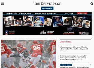 How denverpost.com looks like on a tablet such as an iPad.