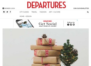 How departures.com looks like on a tablet such as an iPad.