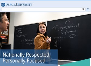 How depaul.edu looks like on a tablet such as an iPad.