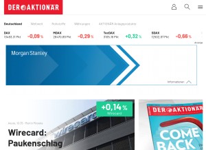 How deraktionaer.de looks like on a tablet such as an iPad.