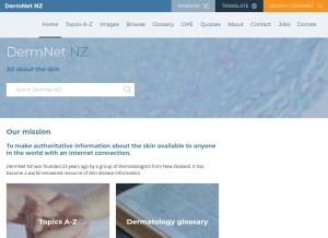 How dermnetnz.org looks like on a tablet such as an iPad.