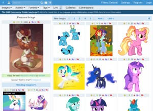 How derpibooru.org looks like on a tablet such as an iPad.