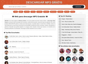 How descargarmp3.me looks like on a tablet such as an iPad.