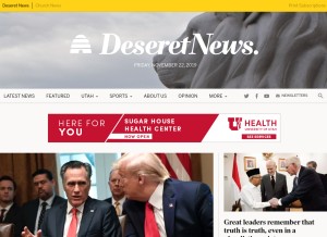 How deseretnews.com looks like on a tablet such as an iPad.