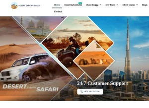How deserteveningsafari.com looks like on a tablet such as an iPad.