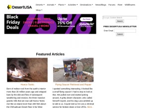 How desertusa.com looks like on a tablet such as an iPad.