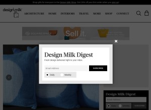 How design-milk.com looks like on a tablet such as an iPad.