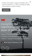 How design.blog looks like on a mobile device such as an iPhone.