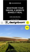 How designboom.com looks like on a mobile device such as an iPhone.
