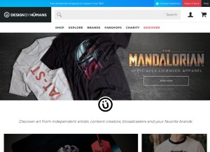 How designbyhumans.com looks like on a tablet such as an iPad.