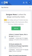 How designernews.co looks like on a mobile device such as an iPhone.