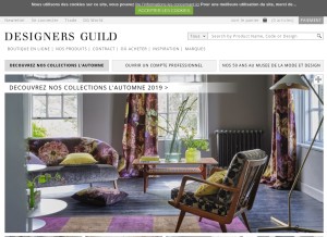 How designersguild.com looks like on a tablet such as an iPad.