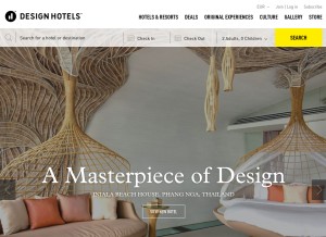 How designhotels.com looks like on a tablet such as an iPad.