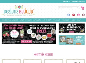 How designsbyjuju.com looks like on a tablet such as an iPad.