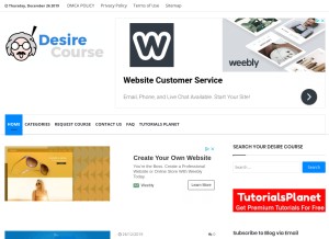 How desirecourse.net looks like on a tablet such as an iPad.