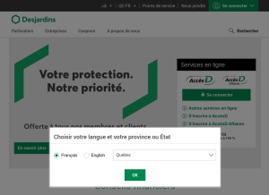 How desjardins.com looks like on a tablet such as an iPad.