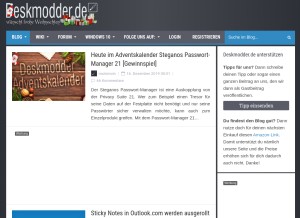 How deskmodder.de looks like on a tablet such as an iPad.