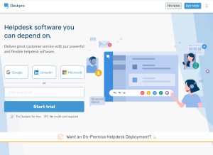 How deskpro.com looks like on a tablet such as an iPad.