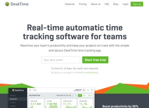 How desktime.com looks like on a tablet such as an iPad.