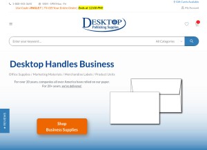 How desktopsupplies.com looks like on a tablet such as an iPad.