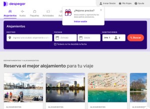 How despegar.hn looks like on a tablet such as an iPad.