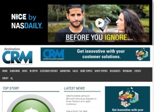 How destinationcrm.com looks like on a tablet such as an iPad.