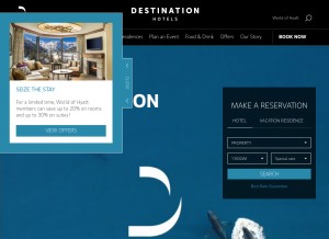 How destinationhotels.com looks like on a tablet such as an iPad.