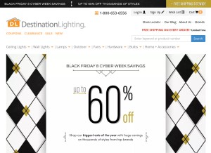 How destinationlighting.com looks like on a tablet such as an iPad.