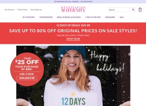 How destinationmaternity.com looks like on a tablet such as an iPad.