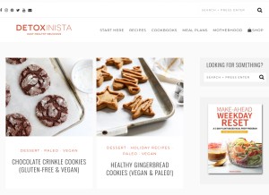How detoxinista.com looks like on a tablet such as an iPad.