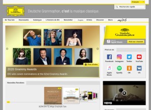 How deutschegrammophon.com looks like on a tablet such as an iPad.