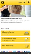 How deutschepost.de looks like on a mobile device such as an iPhone.