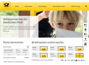 How deutschepost.de looks like on a tablet such as an iPad.