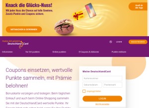 How deutschlandcard.de looks like on a tablet such as an iPad.