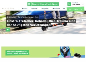 How deutschlandfunknova.de looks like on a tablet such as an iPad.