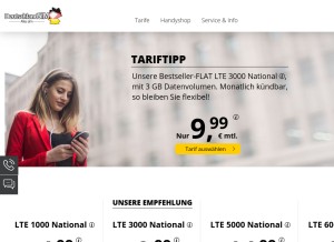 How deutschlandsim.de looks like on a tablet such as an iPad.