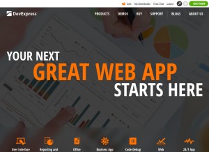 How devexpress.com looks like on a tablet such as an iPad.