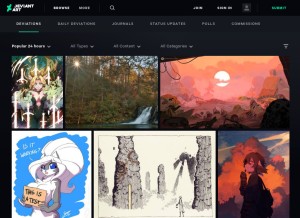 How deviantart.com looks like on a tablet such as an iPad.