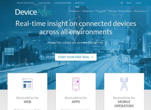 How deviceatlas.com looks like on a tablet such as an iPad.