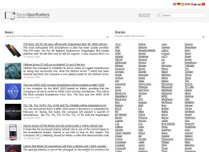 How devicespecifications.com looks like on a tablet such as an iPad.