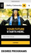 How devry.edu looks like on a mobile device such as an iPhone.