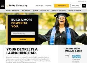 How devry.edu looks like on a tablet such as an iPad.
