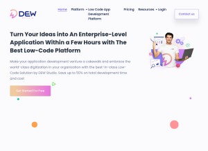 How dewstudio.io looks like on a tablet such as an iPad.