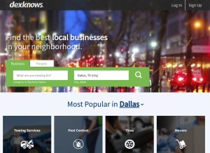 How dexknows.com looks like on a tablet such as an iPad.