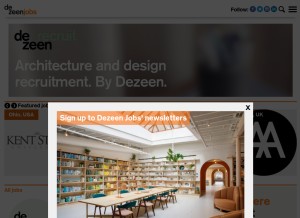 How dezeenjobs.com looks like on a tablet such as an iPad.