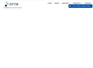 How dfyntech.com looks like on a tablet such as an iPad.