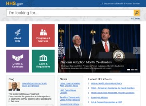 How dhhs.gov looks like on a tablet such as an iPad.