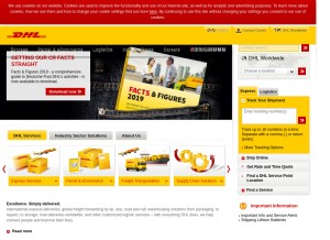 How dhl.com looks like on a tablet such as an iPad.