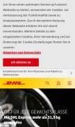 How dhl.de looks like on a mobile device such as an iPhone.