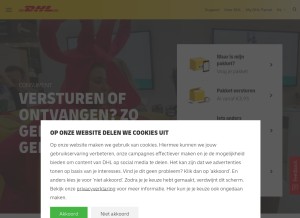 How dhlparcel.nl looks like on a tablet such as an iPad.